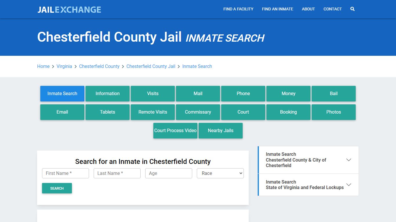 Chesterfield County Jail, VA Inmate Search: Roster & Mugshots