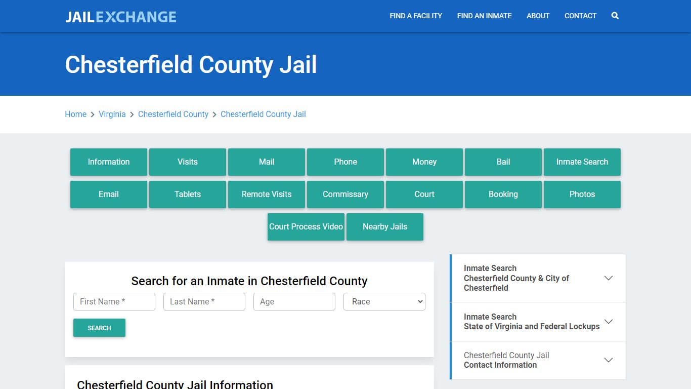 Chesterfield County Jail Roster Lookup, VA, Inmate Search